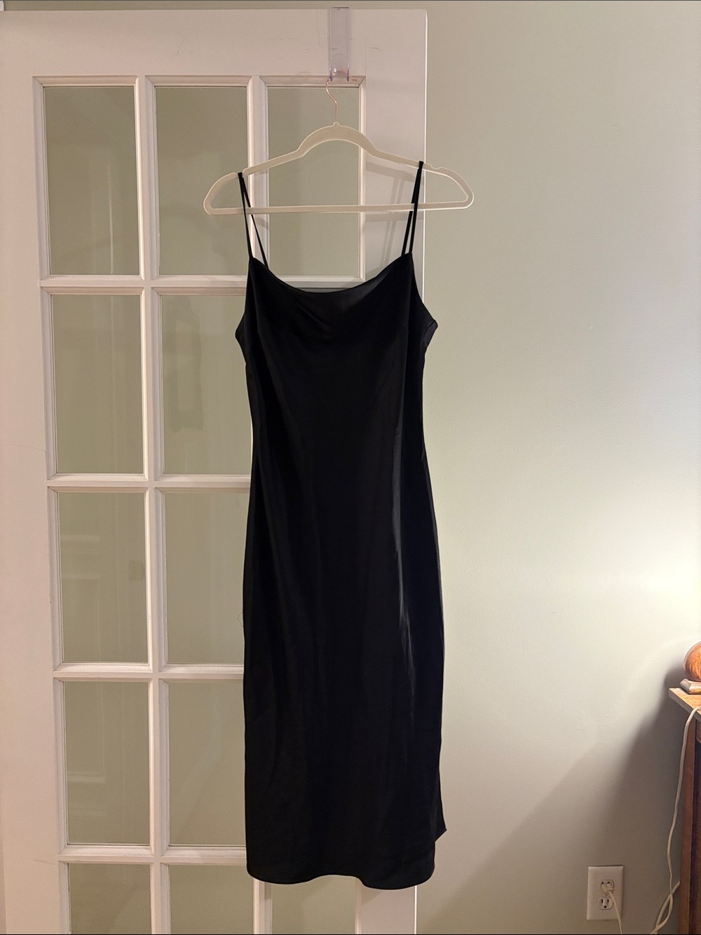 Express Black Midi Slip Dress with Thin Straps